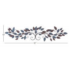 Decmode Natural 12 x 51 Inch Metal Wire and Leaves Wall Sculpture   556343366